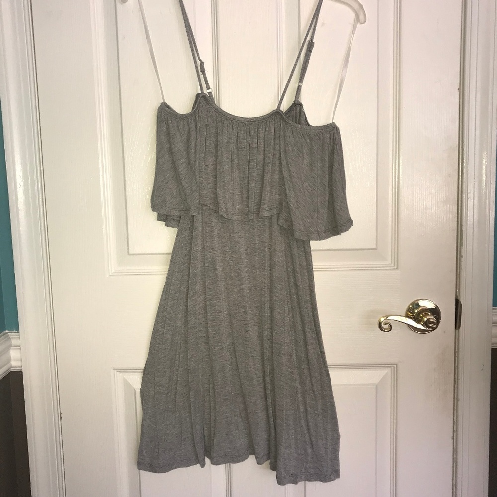 Grey Off the Shoulder Cotton Sundress